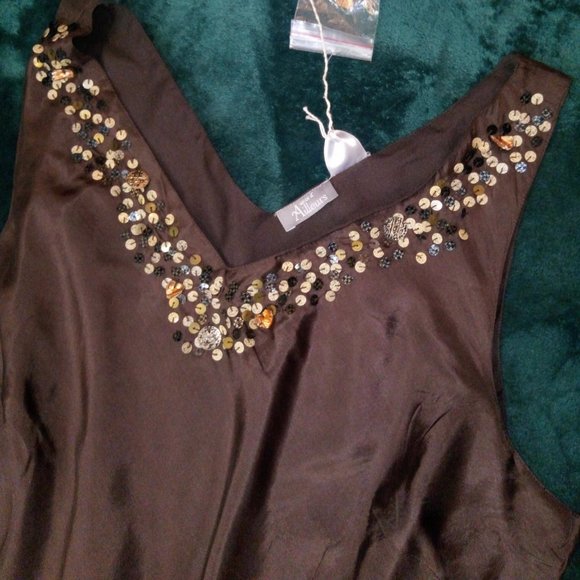 NWT Vents d'Ailleurs Silk Beaded Dress Sz 12 - Picture 4 of 8